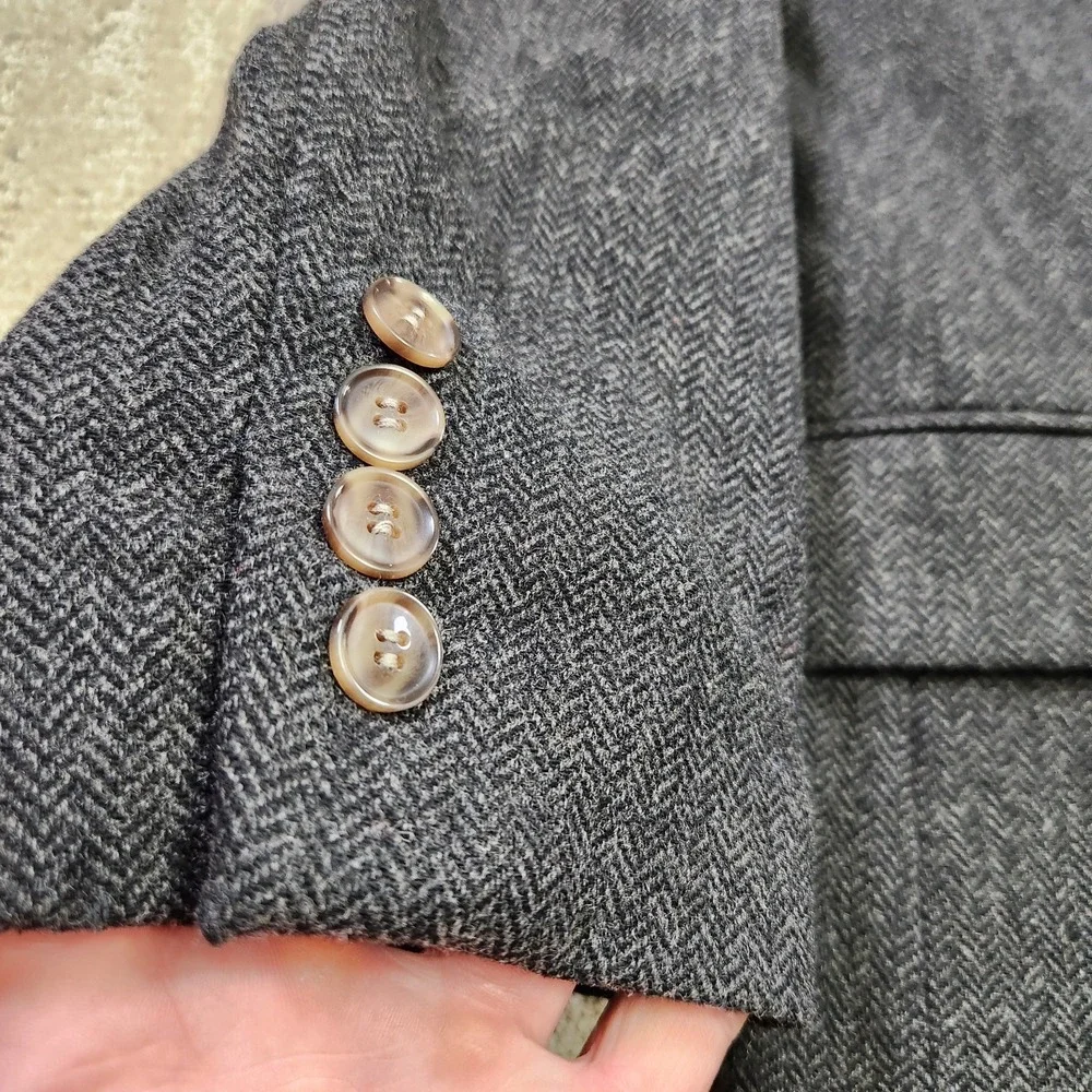 J Crew Blazer Men 42R Herringbone Tweed Lightweight Thompson *READ Wool Blend